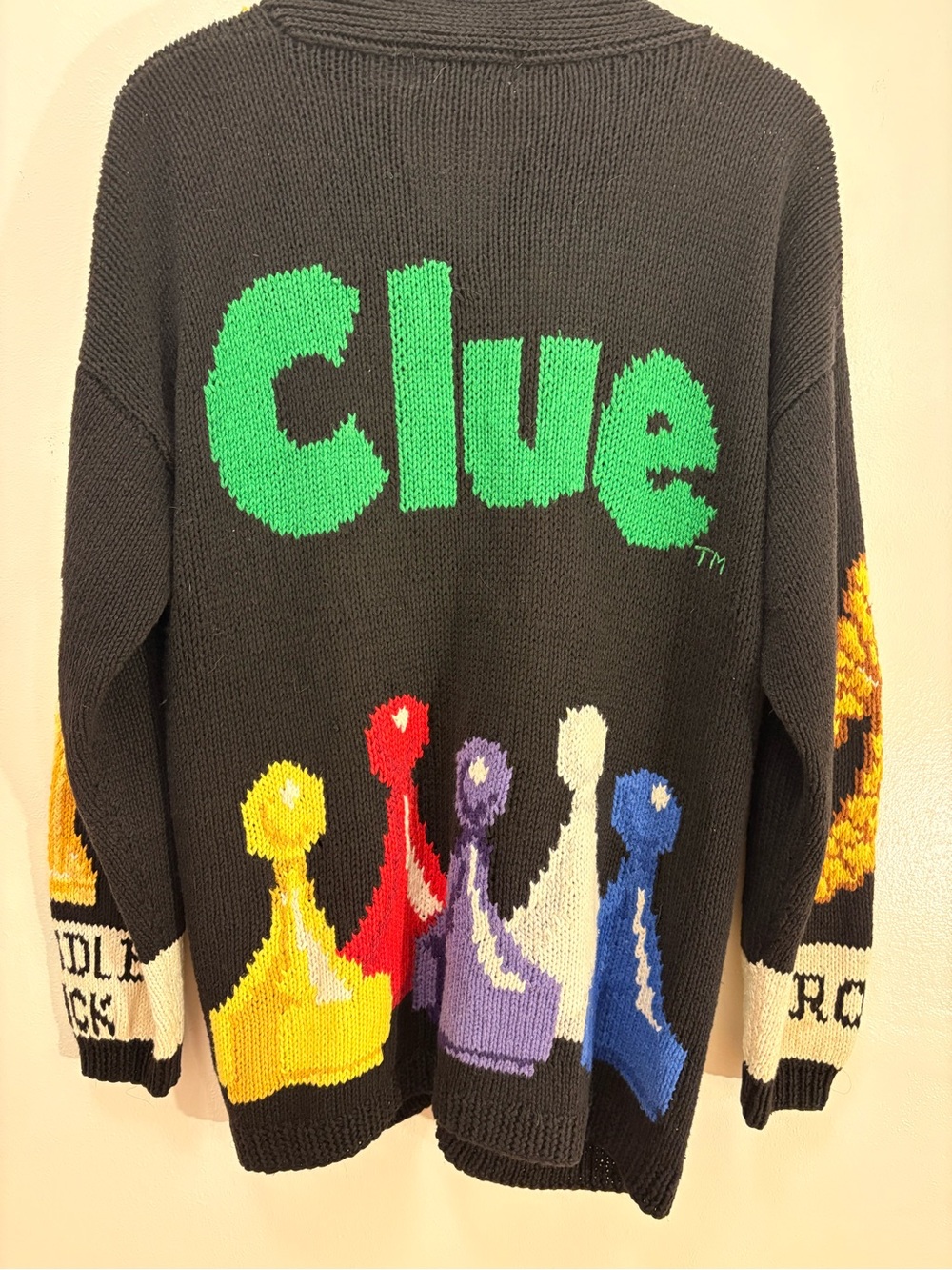 Vintage Authentic Clue Hand Knit Cardigan Covered Buttons Women’s Small